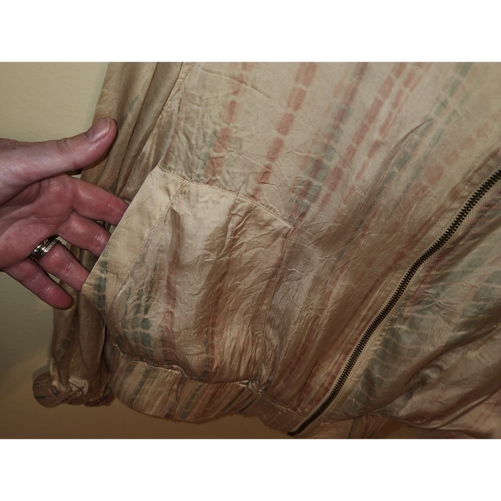 Frye Womens Mandria Bomber Jacket Small Drapey Tie Dye Zip Front w/ Pockets - Picture 7 of 12